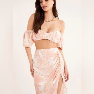 New! Rumer isola floral crop top and midi skirt set 13447